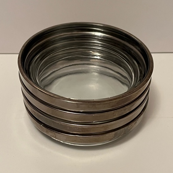 Set of 4 vintage MCM silver and crystal coasters. - Picture 2 of 8